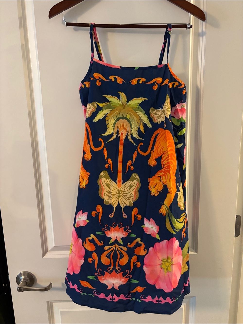 SHEIN Navy Blue Floral & Tiger Print Mini Dress